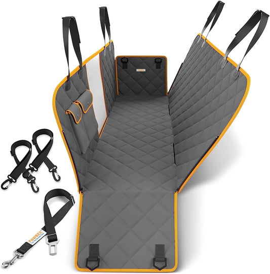 Dog Car Seat Cover, Waterproof & Nonslip Back Seat Hammock with Mesh Window & Seat Belt